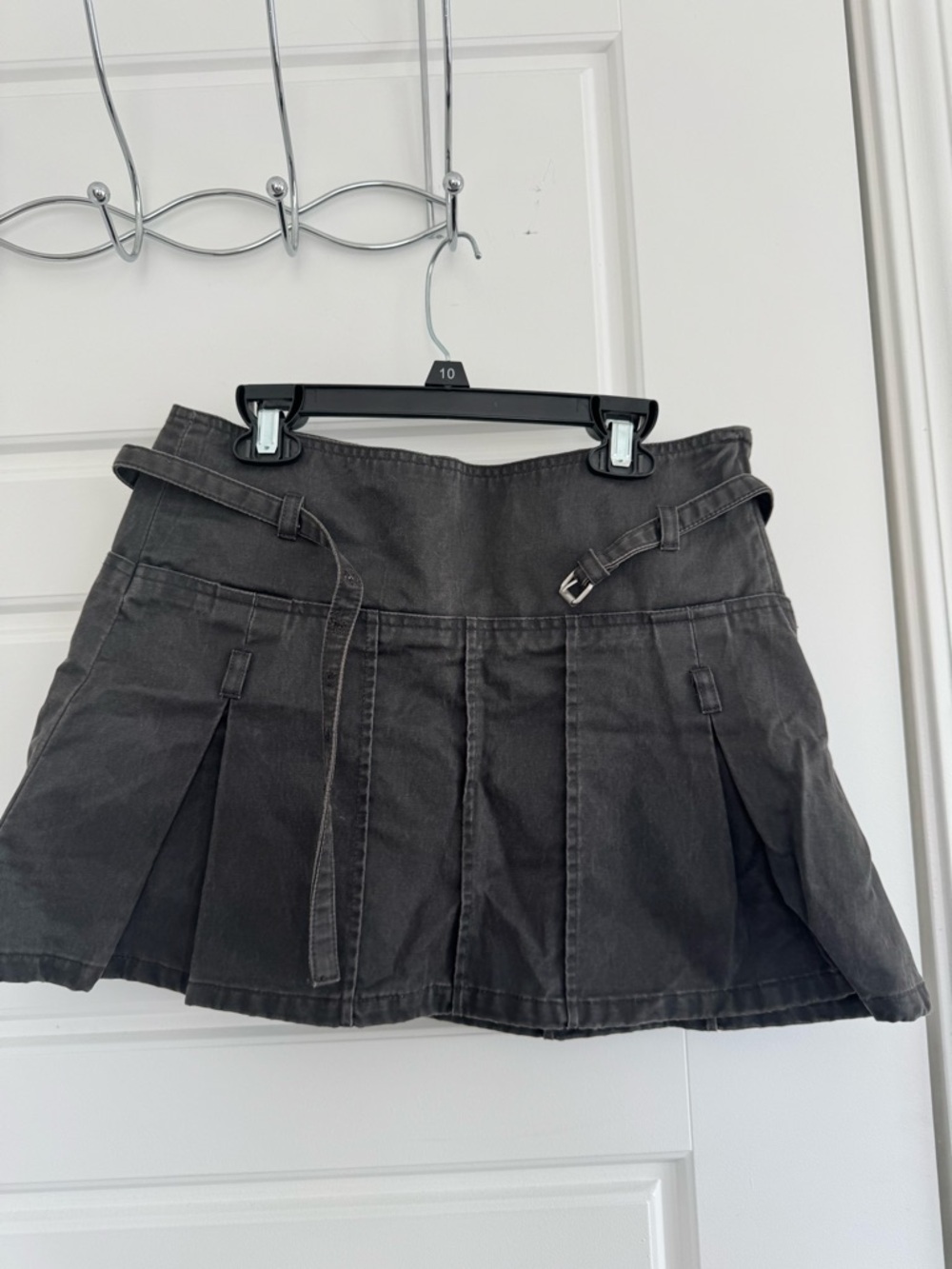 Zara Black Denim Pleated Mini Skirt